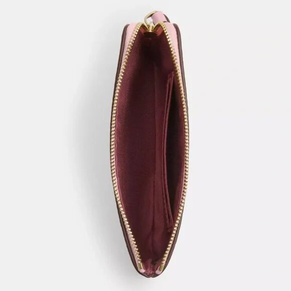 ❤️ Coach Corner Zip Wristlet In Signature Canvas Powder Pink - Picture 2 of 5